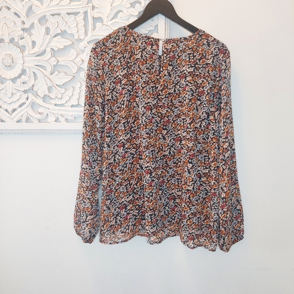 Northern Reflections Sheer Ditsy Floral Long Sleeve Pullover Blouse XL - Picture 3 of 10